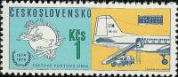 (1974-049) Марка Чехословакия "Почтовый самолет" ,  III Θ